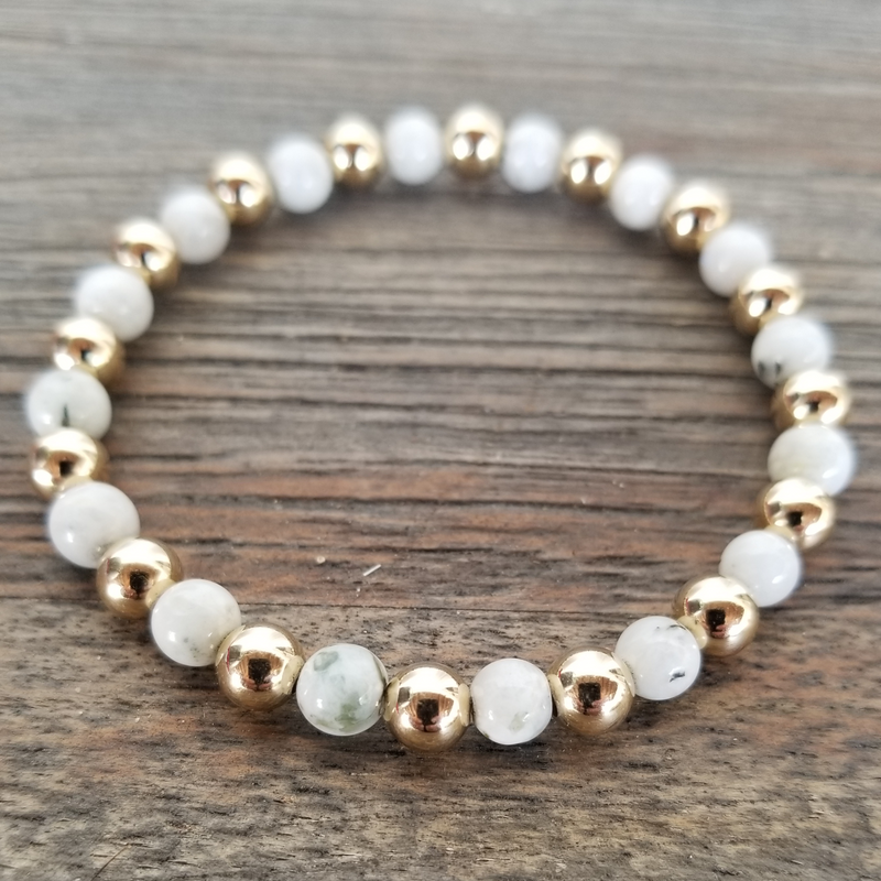 White Moonstone/Gold