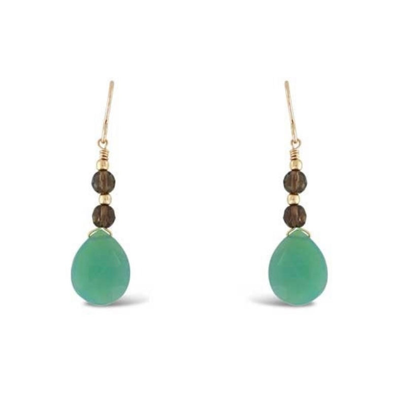 Chalcedony Smoky Quartz Earrings