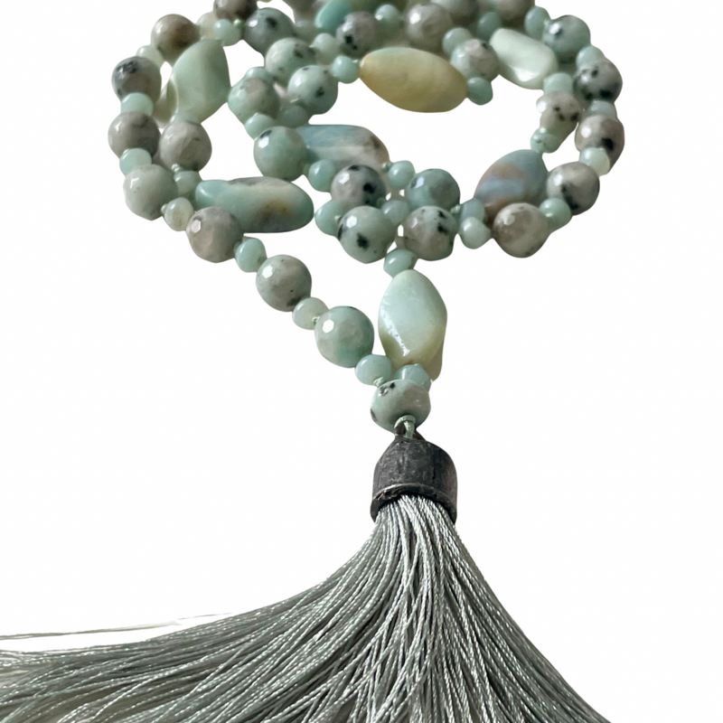 Kiwi Jasper and Amazonite necklace