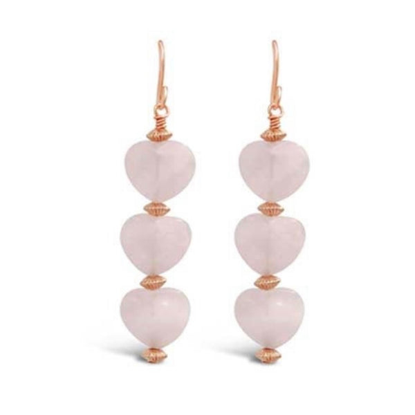 Rose Quartz Heart Earrings