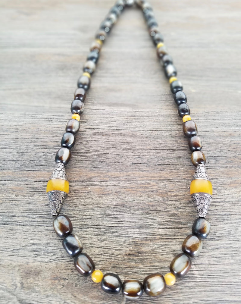 Yellow Amber/Horn Necklace