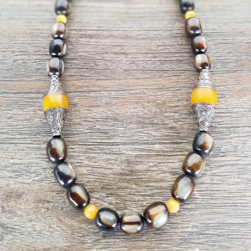 Yellow Amber/Horn Necklace