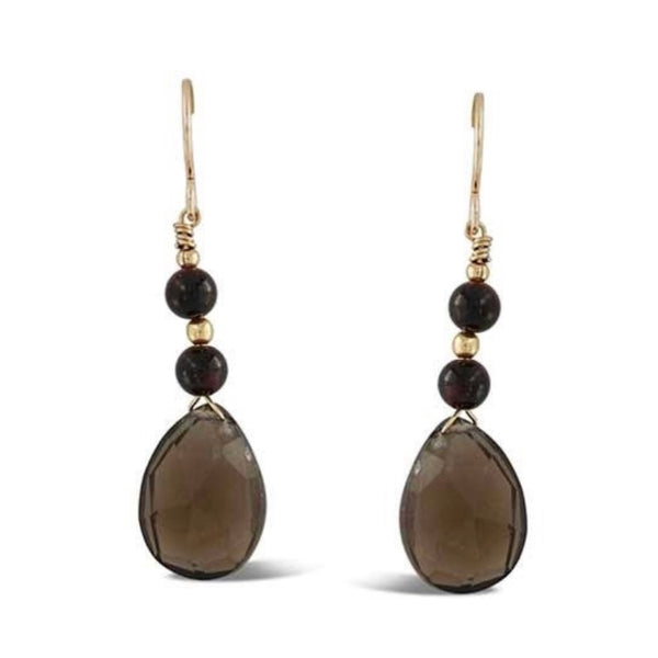 Smoky Quartz and Tigers Eye Earrings
