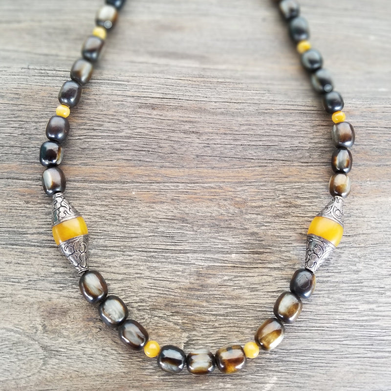 Yellow Amber/Horn Necklace