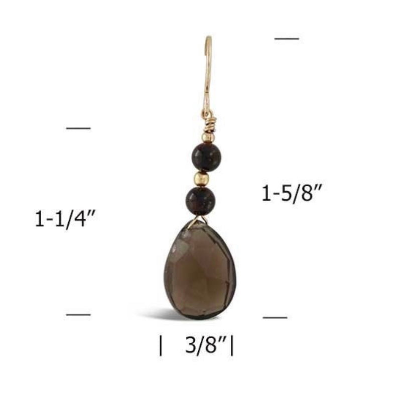 Smoky Quartz and Tigers Eye Earrings